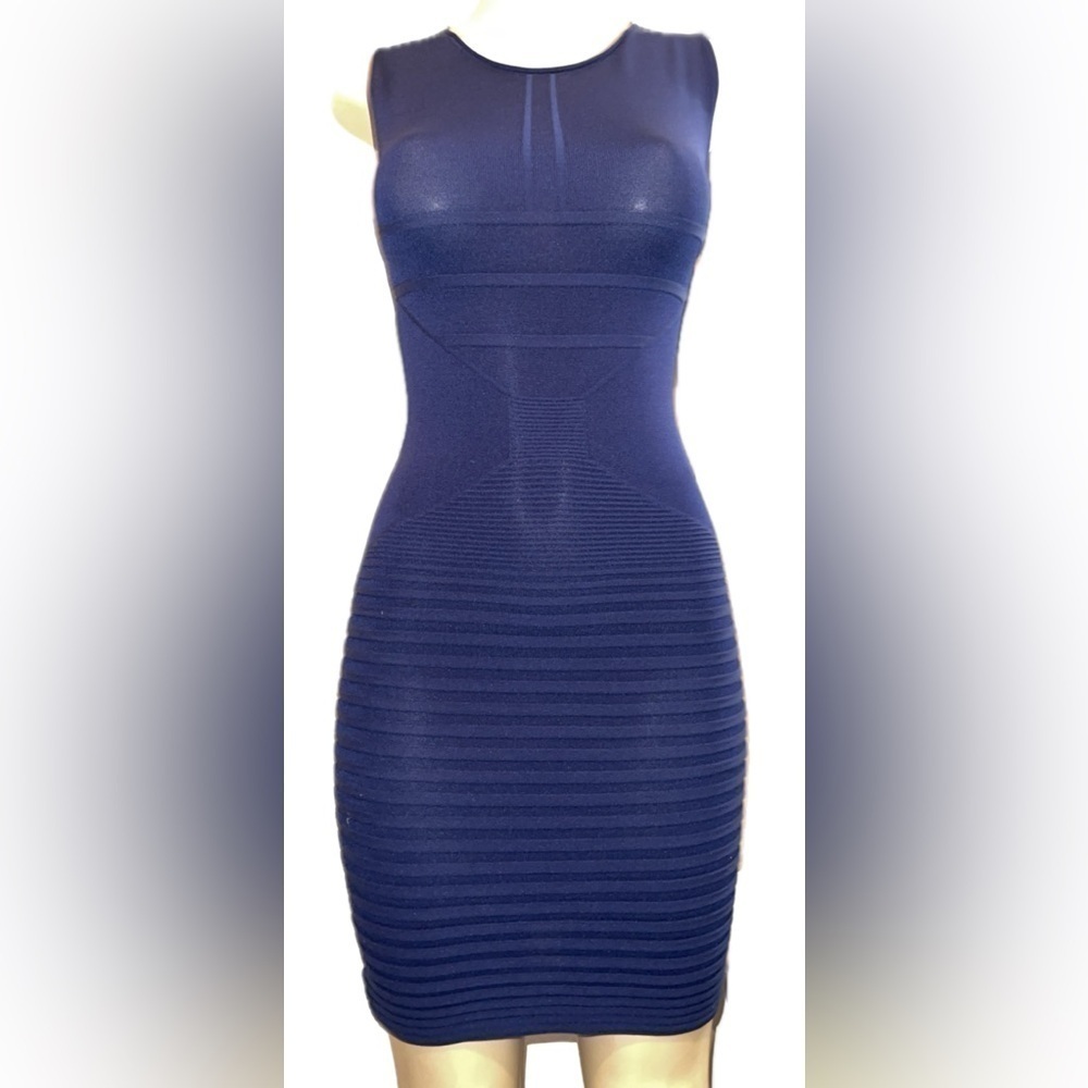 Max Studio Navy Blue Bodycon Cocktail Dress Small